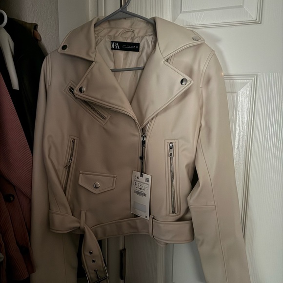 Zara Jackets & Blazers - Zara Cream Women's Biker Jacket